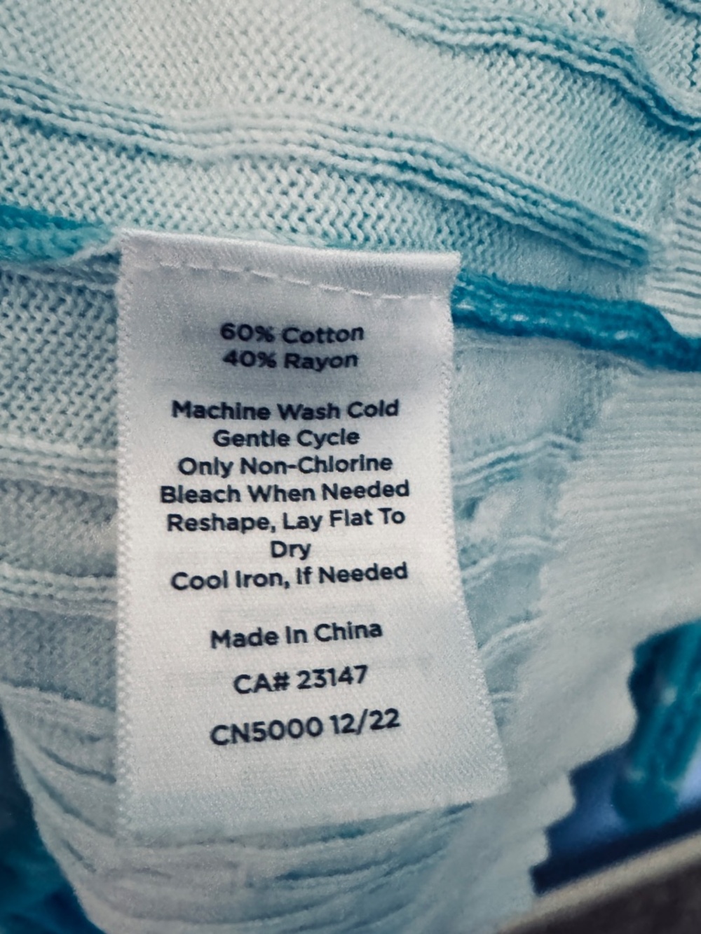 Talbots Blue and White Tie-Dye Cable Knit Sweater 3X - Picture 3 of 5